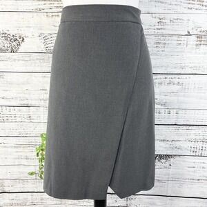 Laundry Shelli Segal Skirt size 14 Gray Stretch Faux Wrap Suit Career Church